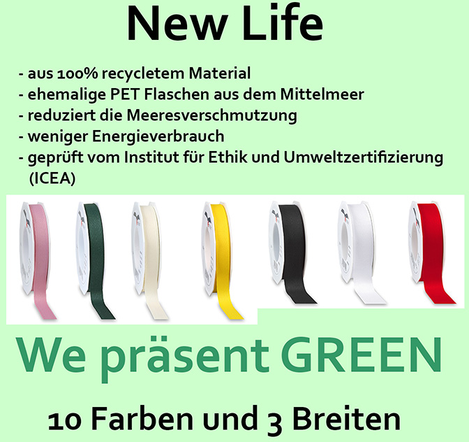 Dekorationsband "NEW Life" aus 100% recycletem Material